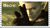 MGS3 Ocelot doing his weird finger guns with the text 'Meow.'