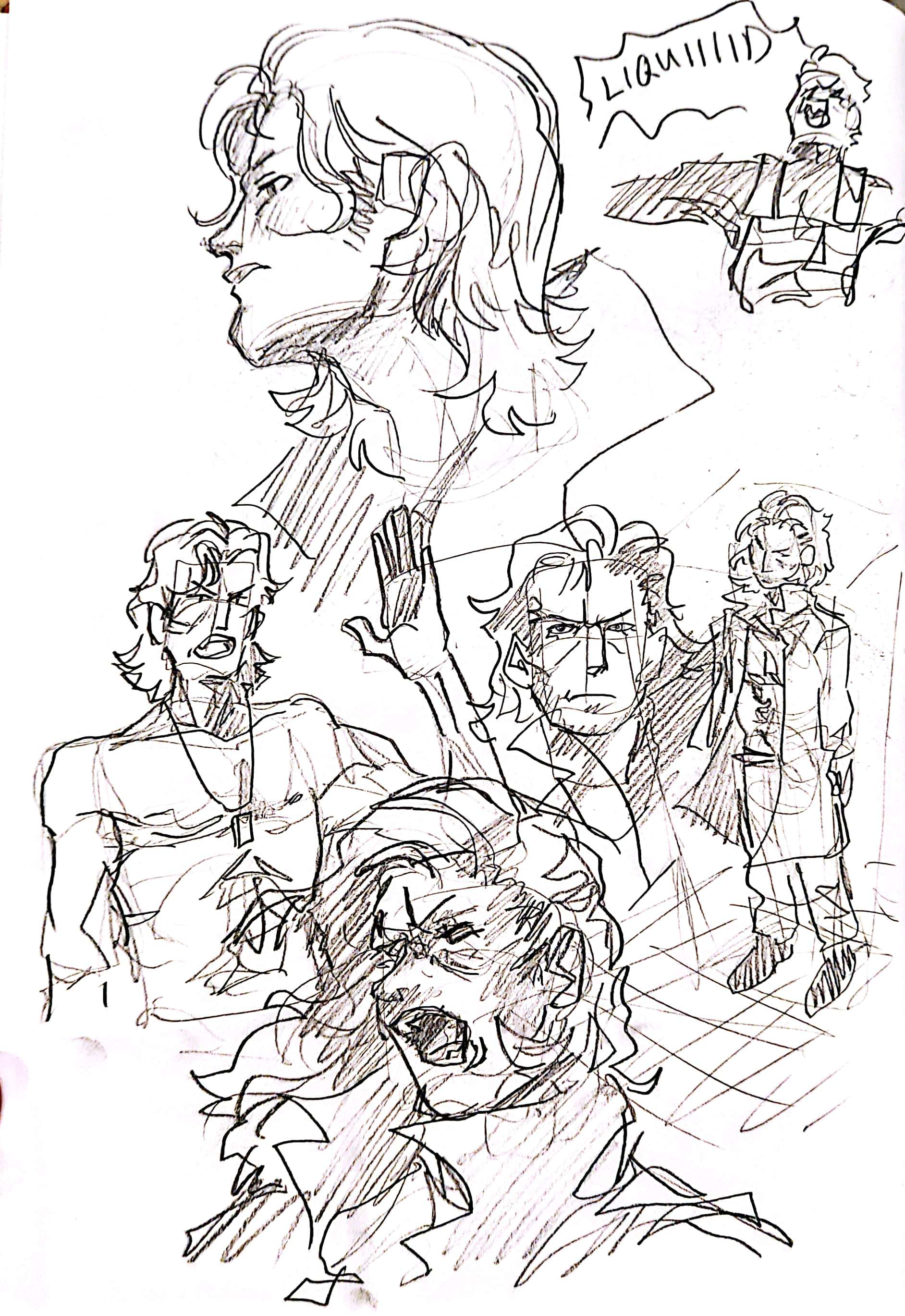 A page full of Liquid Snake sketches