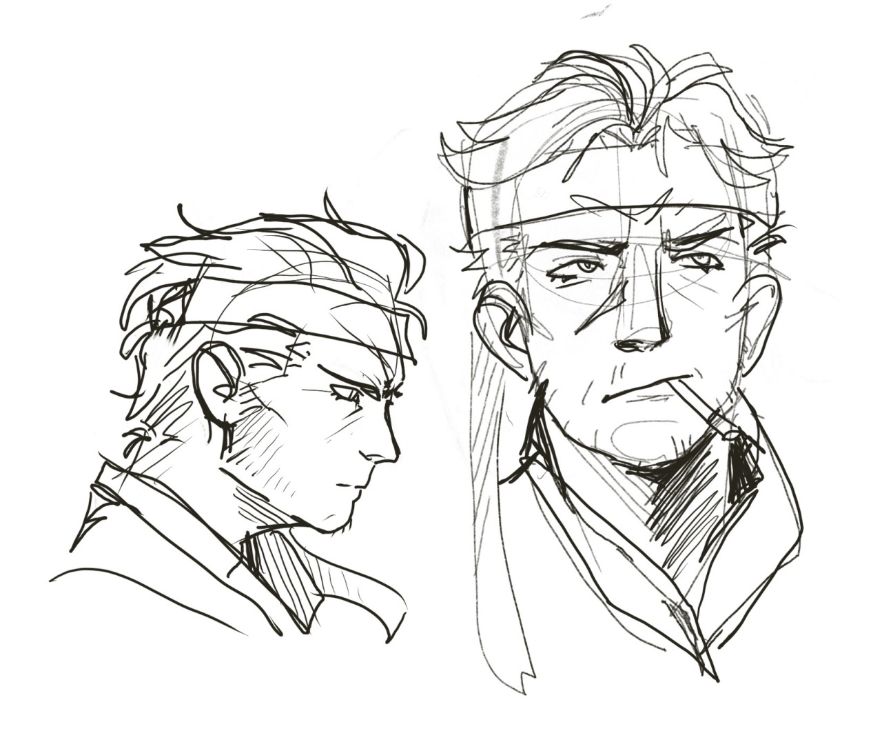 Sketches, studying Snake's face & trying to figure him out in my style