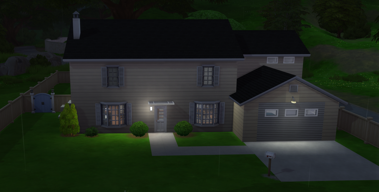 A Sims 4 screenshot, a perfect copy of the Simpsons house.